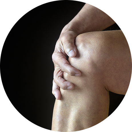 Hand holding knee Hand holding knee